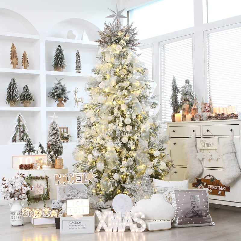 Sea Team Plastic Christmas Glitter Snowflake Ornaments Christmas Tree Decorations, 4-inch, Set of 36, White - Image 4